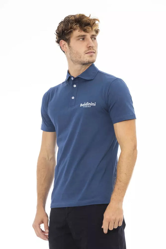 Elegant Blue Cotton Polo with Embroidered Logo