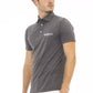 Chic Gray Embroidered Logo Polo Shirt