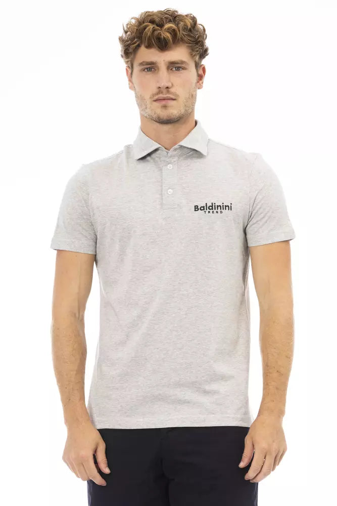 Elegant Gray Cotton Polo with Embroidered Logo