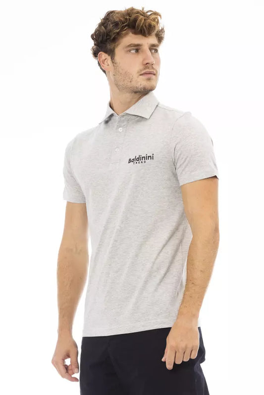 Elegant Gray Cotton Polo with Embroidered Logo