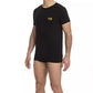 Sleek Black Cotton Blend Logo Tee