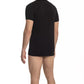 Sleek V-Neck Logo Tee in Black
