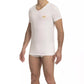 Elegant V-Neck Cotton Tee with Logo Detail