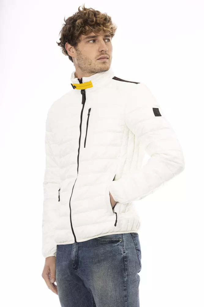 Elegant White Nautical Jacket with Subtle Logo