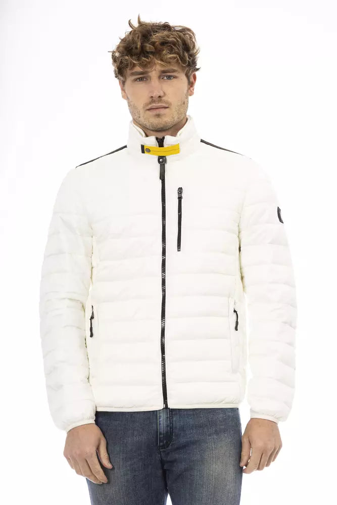 Elegant White Nautical Jacket with Subtle Logo