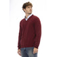 Classic Burgundy Wool V-Neck Sweater