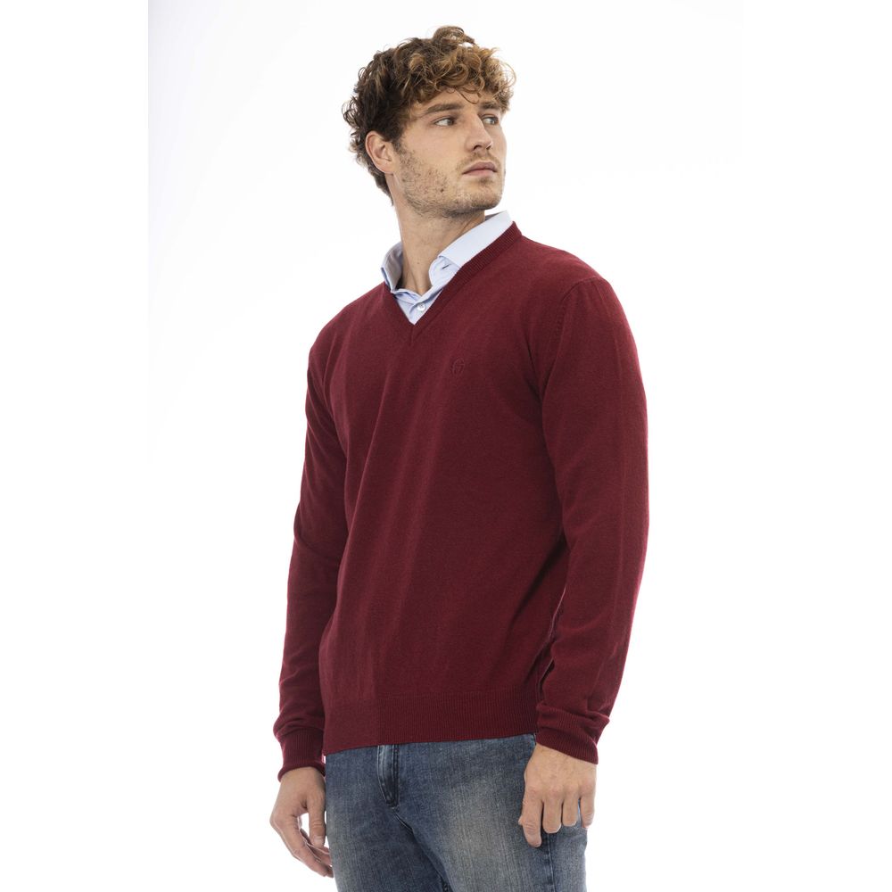 Classic Burgundy Wool V-Neck Sweater