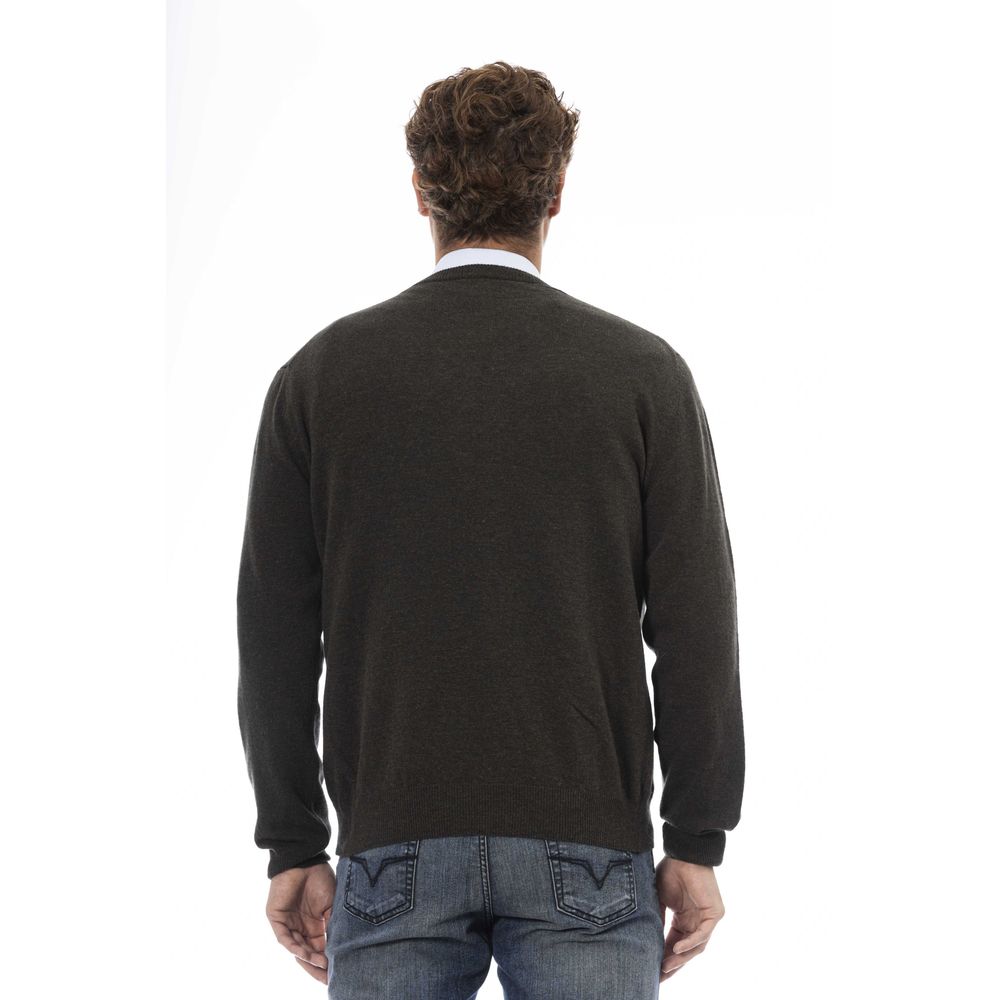 Classic Green V-Neck Wool Sweater