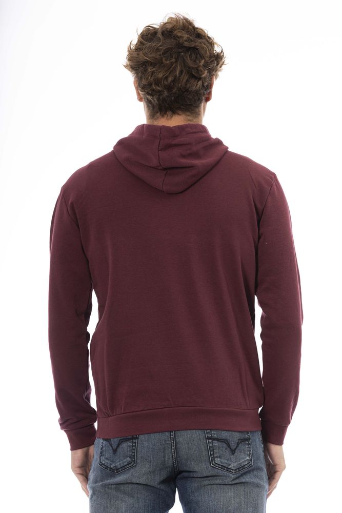 Burgundy Hooded Fleece Sweater with Embroidered Logo