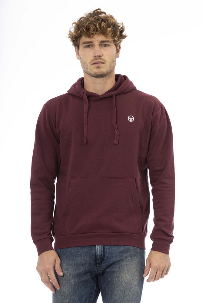 Burgundy Hooded Fleece Sweater with Embroidered Logo