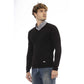 Elegant V-Neck Wool Sweater - Long Sleeves, Ribbed Accents