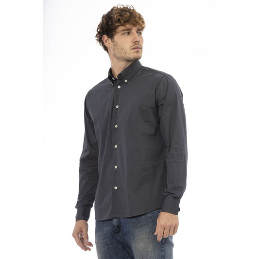 Elegant Gray Cotton Blend Shirt