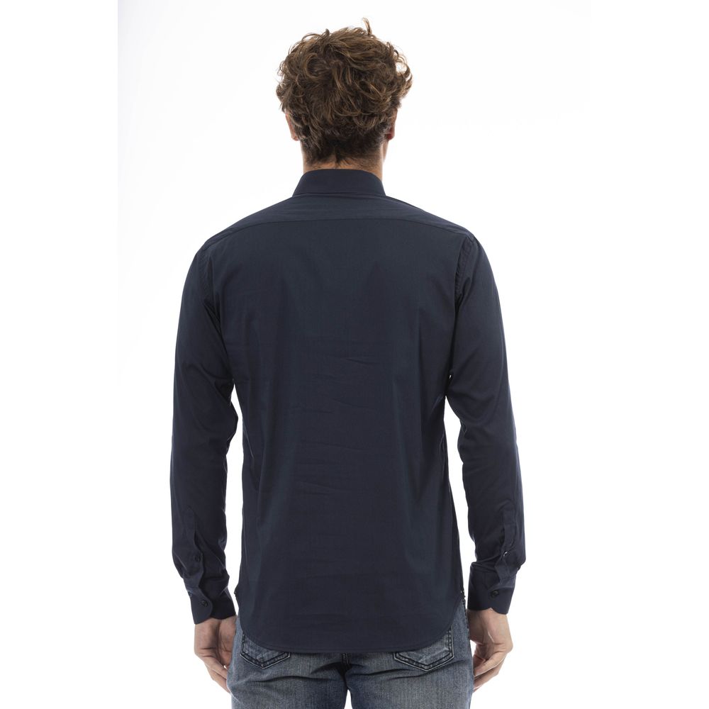 Elegant Blue Cotton Blend Shirt