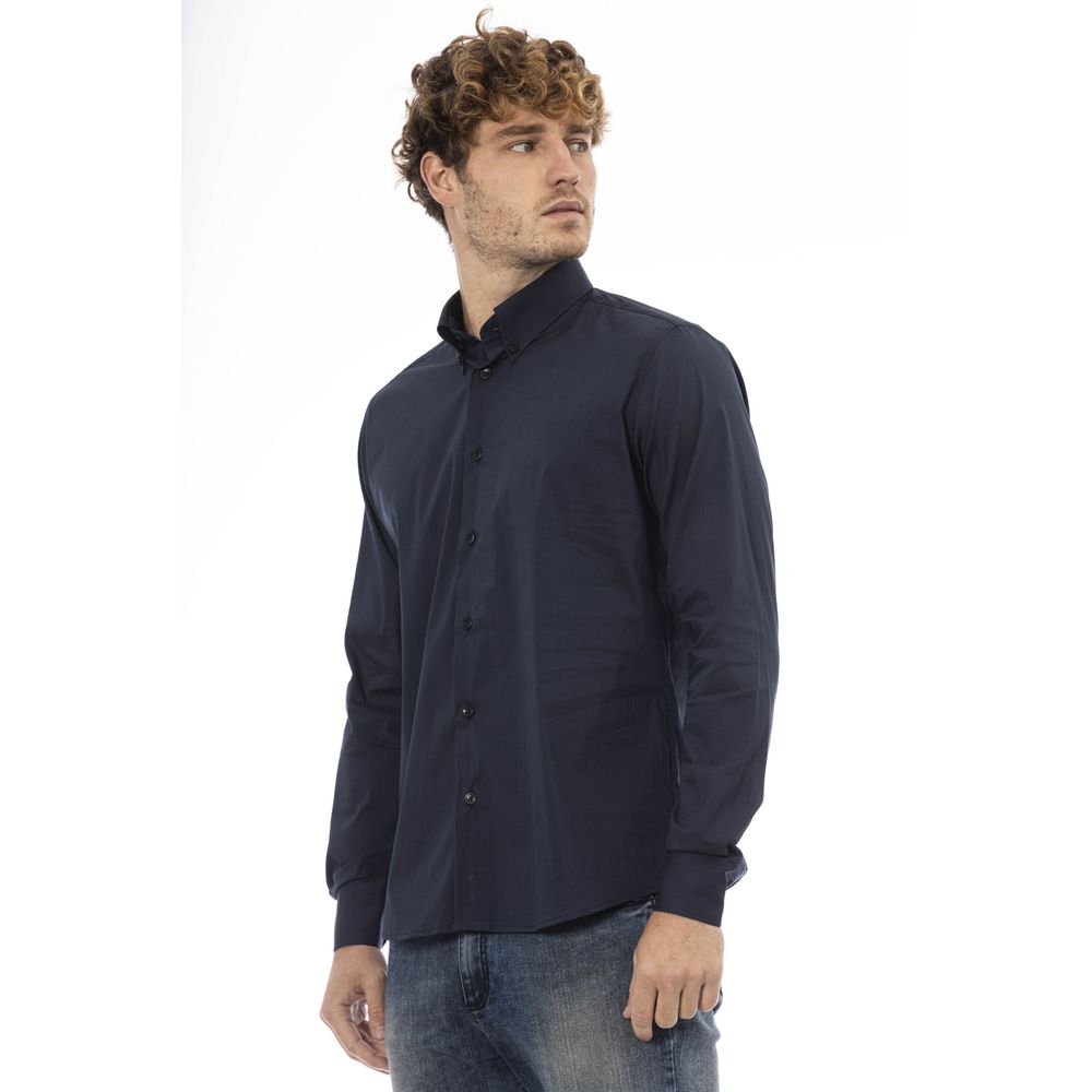 Elegant Blue Cotton Blend Shirt