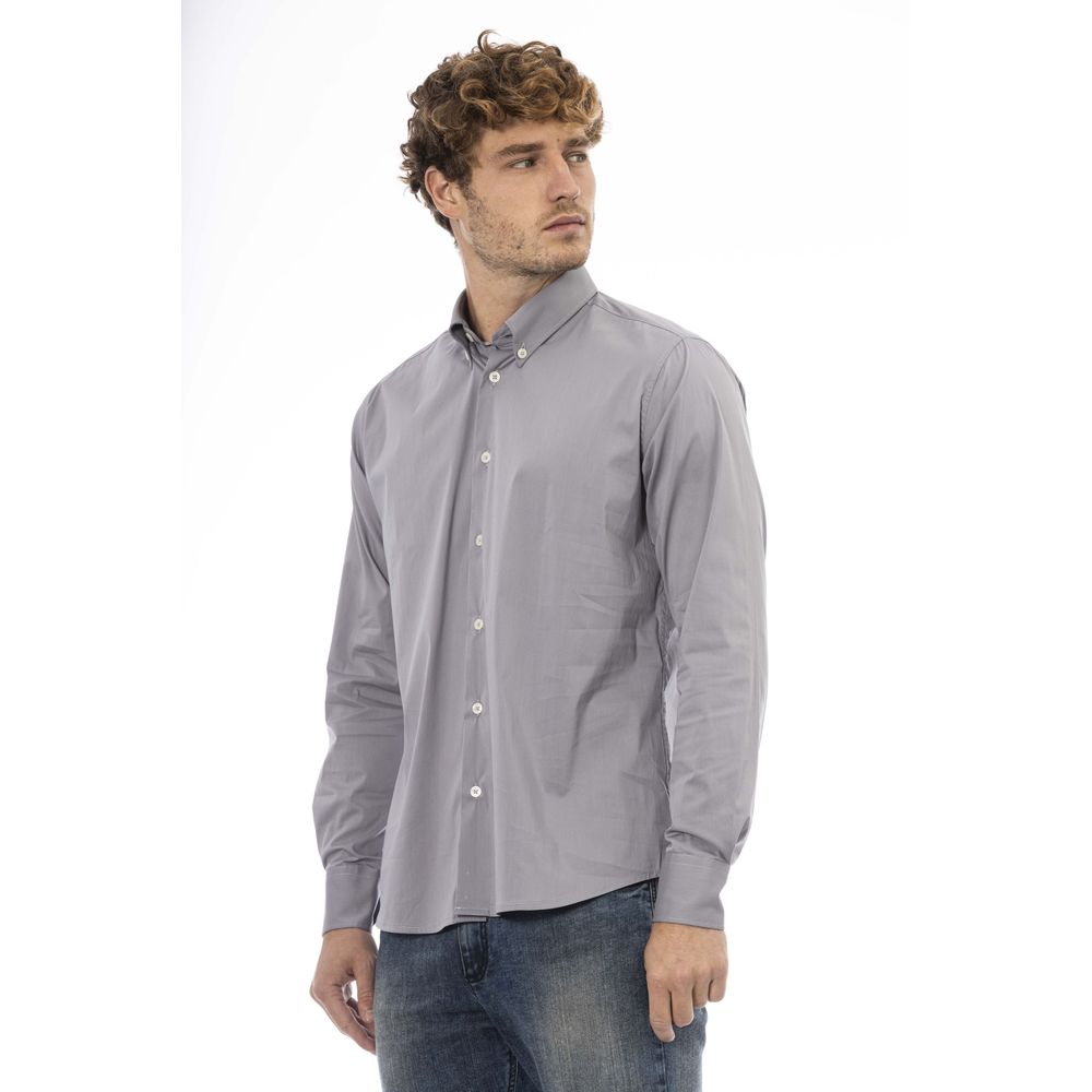 Elegant Gray Cotton Blend Shirt