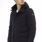 Elegant Blue Hooded Jacket with Zip Closure