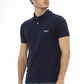 Chic Blue Embroidered Cotton Polo