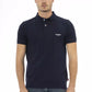 Chic Blue Embroidered Cotton Polo