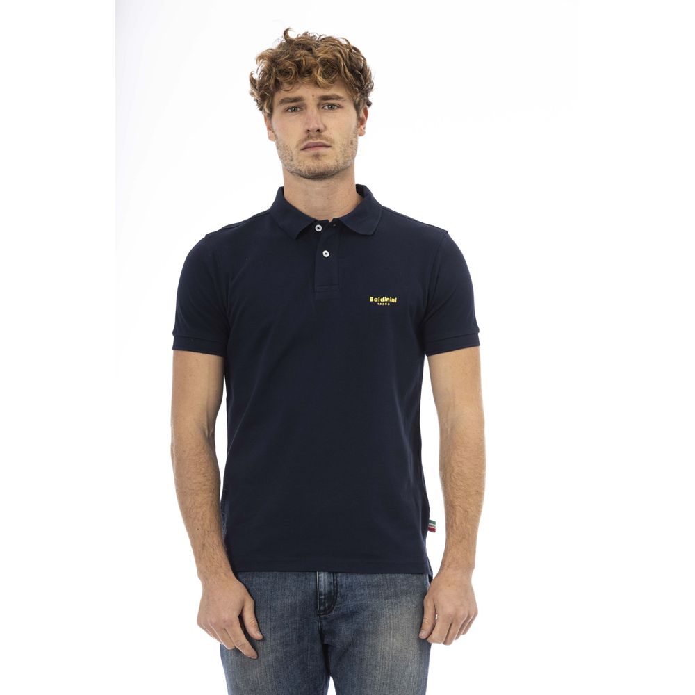 Chic Classic Blue Polo with Front Embroidery