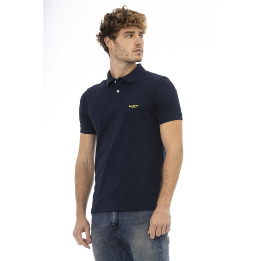 Chic Classic Blue Polo with Front Embroidery