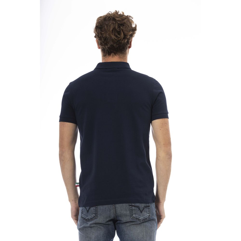 Chic Classic Blue Polo with Front Embroidery