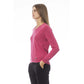 Fuchsia V-Neck Ribbed Knit Cashmere Sweater