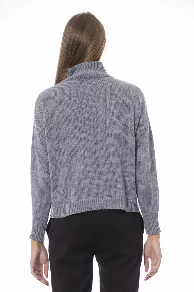 Volcanic Charm Gray Neck Sweater