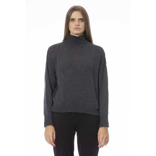 Chic Volcano Neck Gray Sweater