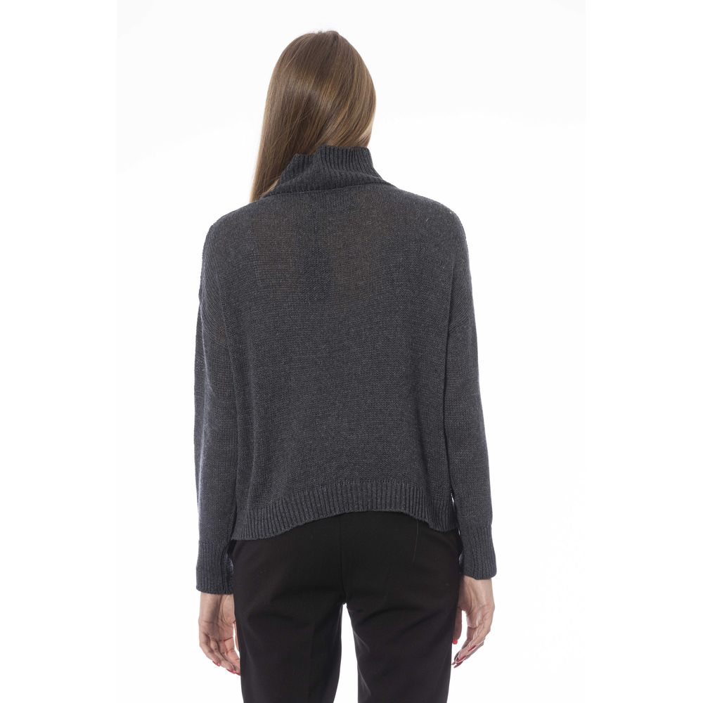 Chic Volcano Neck Gray Sweater