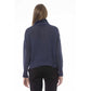Elegant Volcano Neck Blue Sweater
