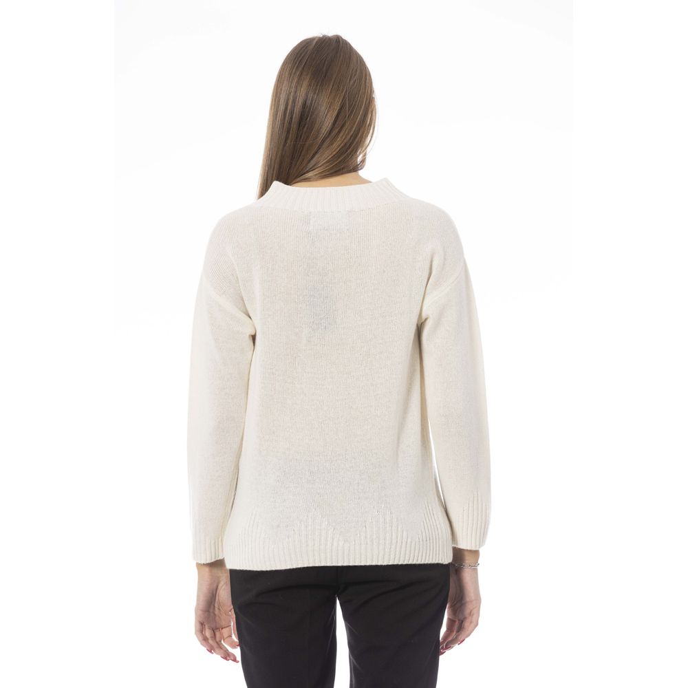 Chic Beige Volcano Neck Cozy Sweater