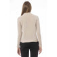 Chic Beige Turtleneck Cashmere Blend Sweater