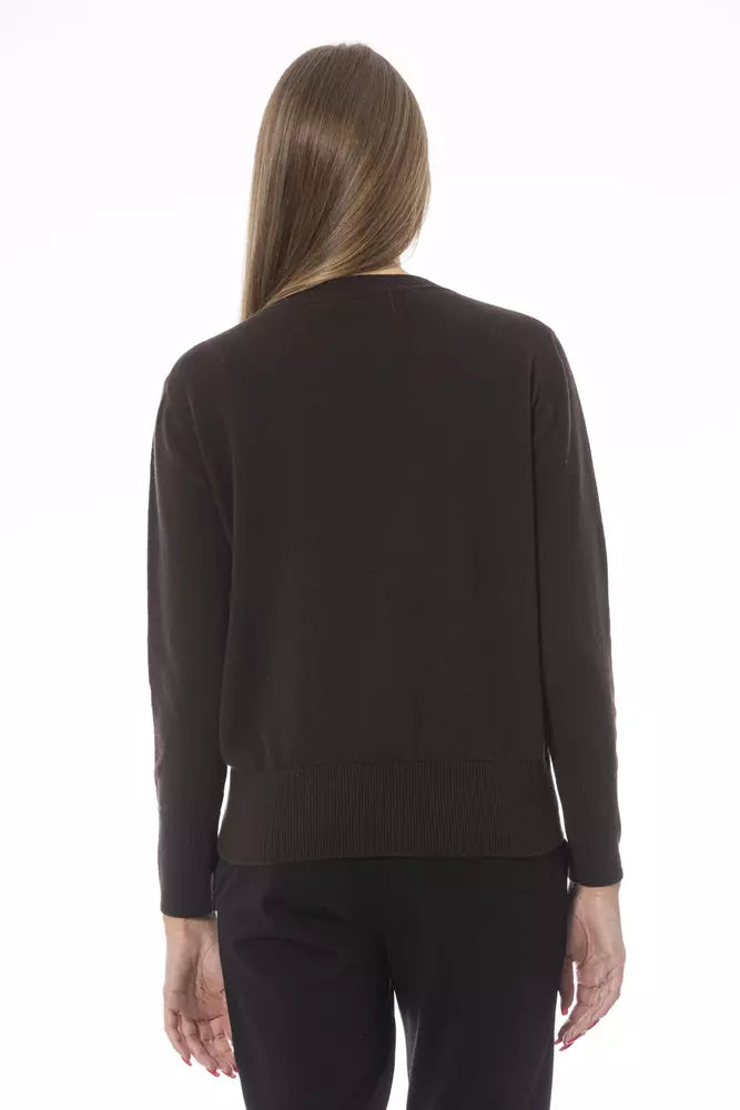 Chic Crew Neck Wool-Cashmere Blend Sweater