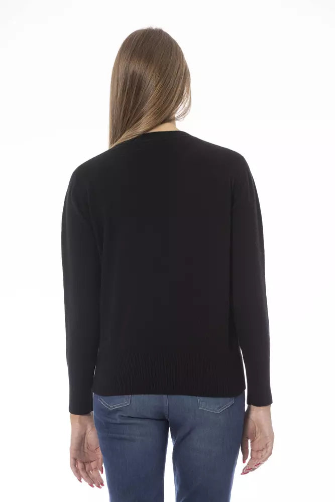 Elegant Crew Neck Wool-Cashmere Sweater