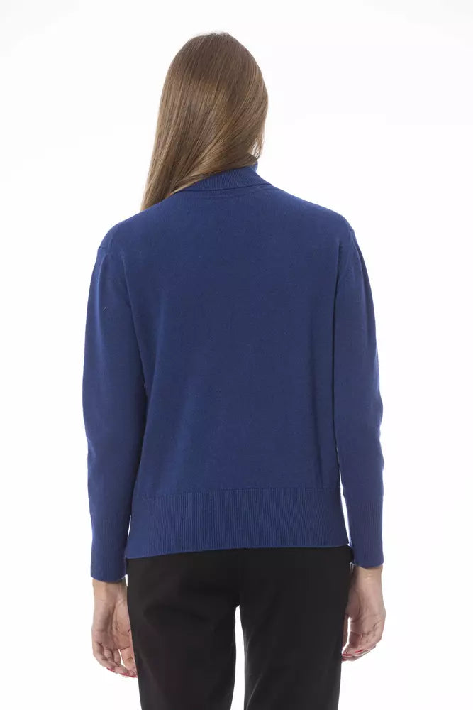 Elegant Turtleneck Sweater - Blue Wool-Cashmere Blend