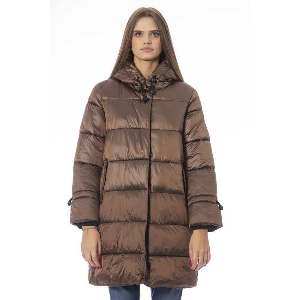 Chic Brown Down Jacket with Monogram Detail