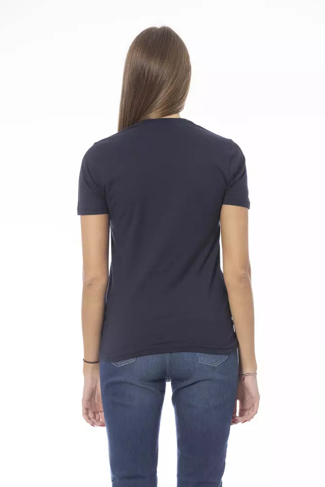 Chic Blue Cotton Crew Neck Tee