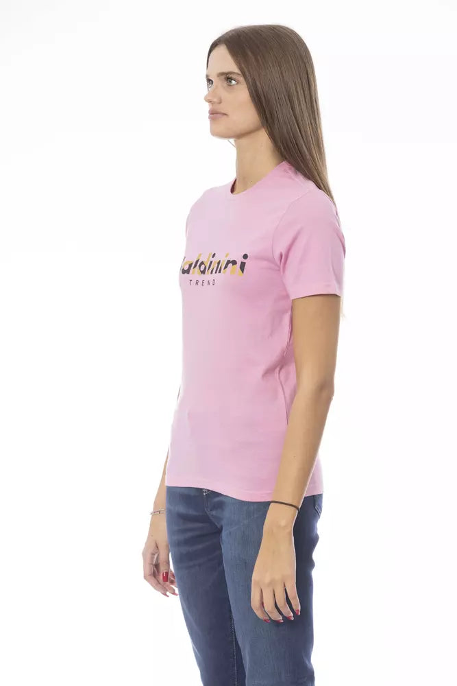 Chic Pink Cotton Crew Neck Tee