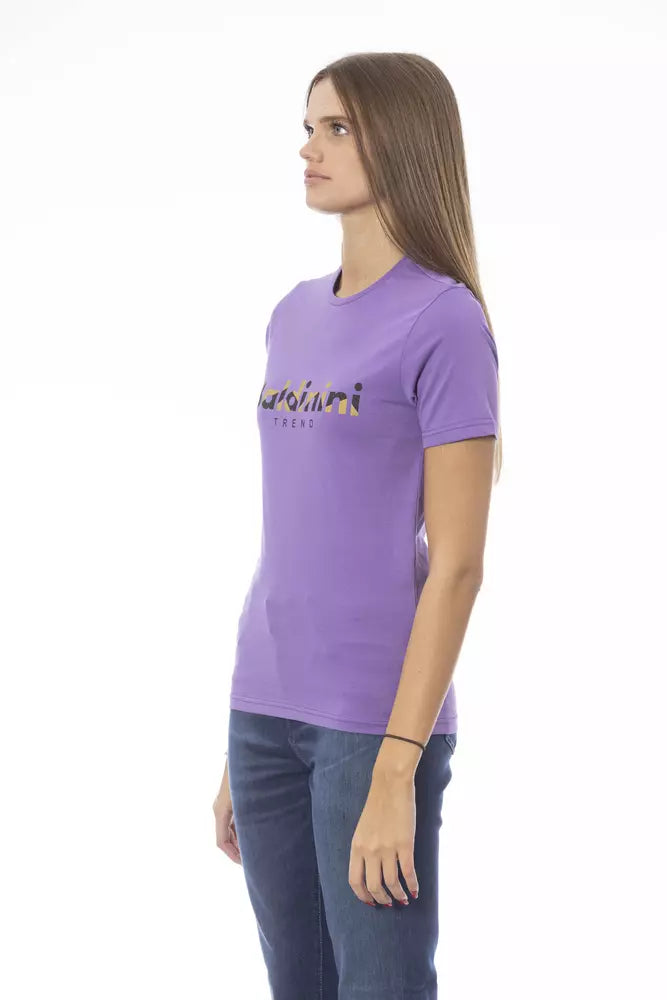 Chic Purple Crew Neck Cotton Tee