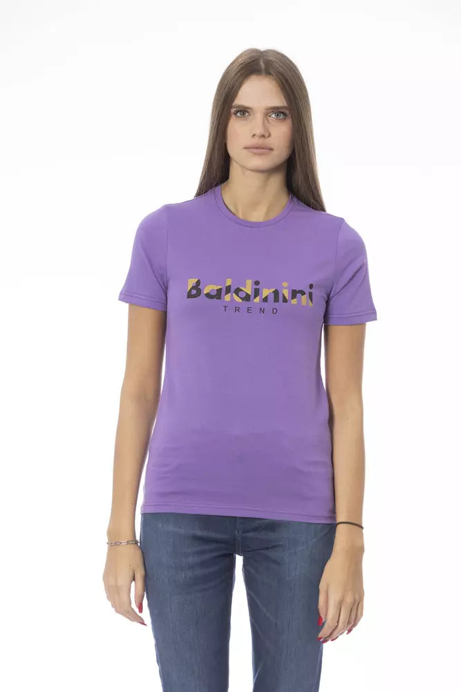 Chic Purple Crew Neck Cotton Tee