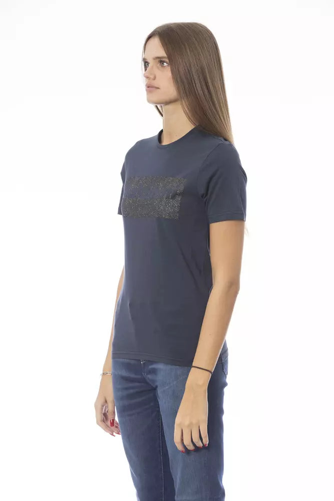 Chic Blue Short Sleeve Crew Neck Tee