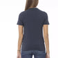Chic Blue Short Sleeve Crew Neck Tee