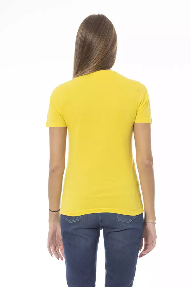 Sunshine Yellow Crew Neck Tee with Designer Print