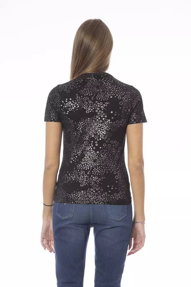 Elegant Monogram Patterned Crew Neck Tee