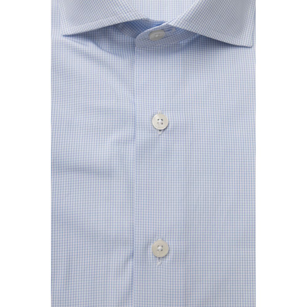 Elegant Light Blue Cotton Shirt with French Collar