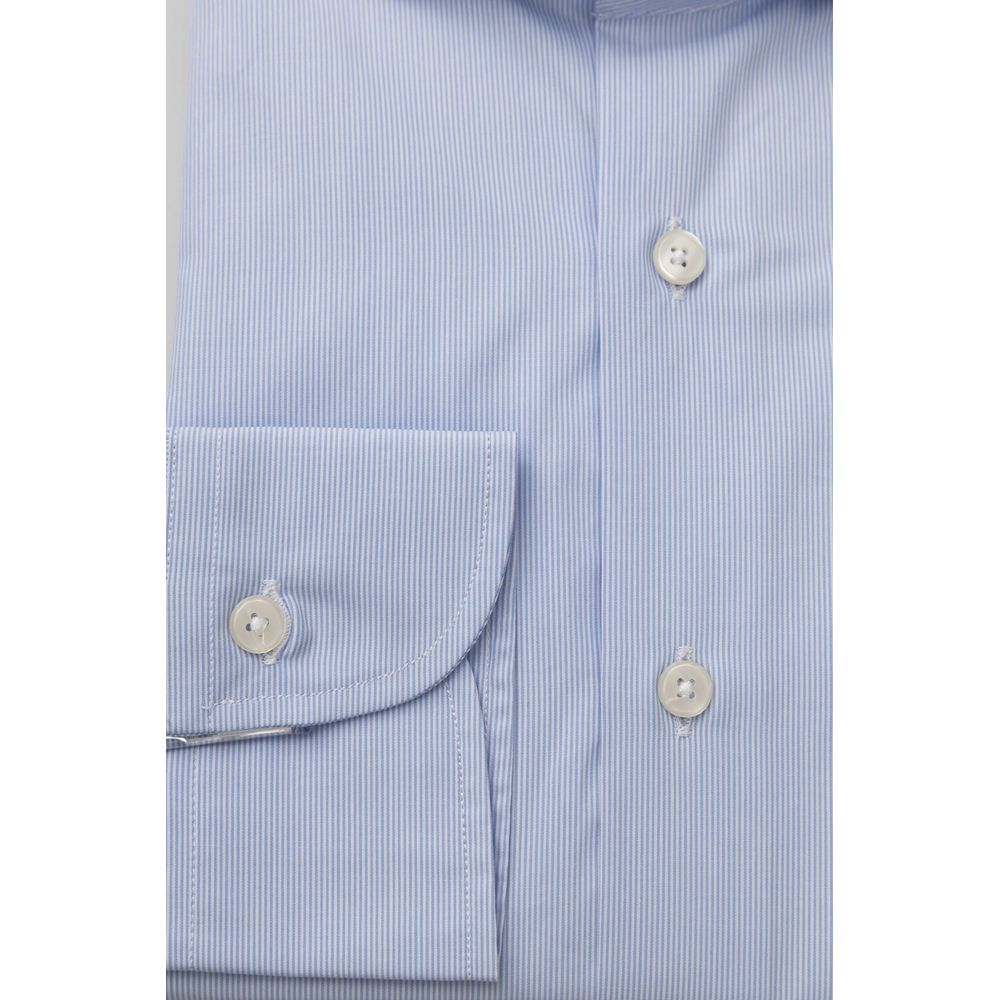 Elegant Light Blue Medium Fit French Collar Shirt