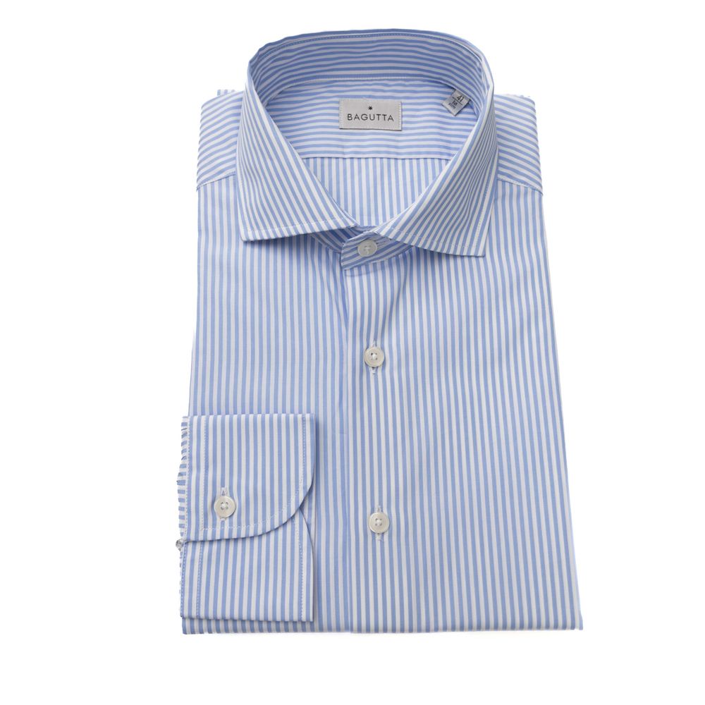 Elegant Light Blue Medium Fit French Collar Shirt