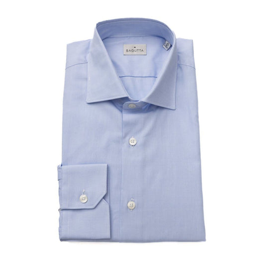 Elegant Light Blue Medium Fit French Collar Shirt