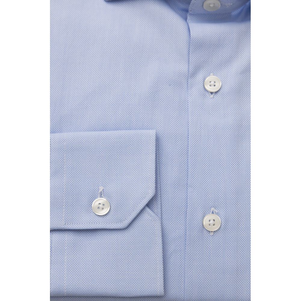 Elegant Light Blue Medium Fit French Collar Shirt