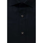 Elegant Blue Cotton French Collar Shirt
